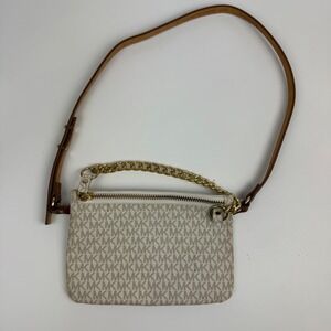 Michael Kors Monogram fanny belt Bag Vanilla Gold Chain Small Pouch Slimnny